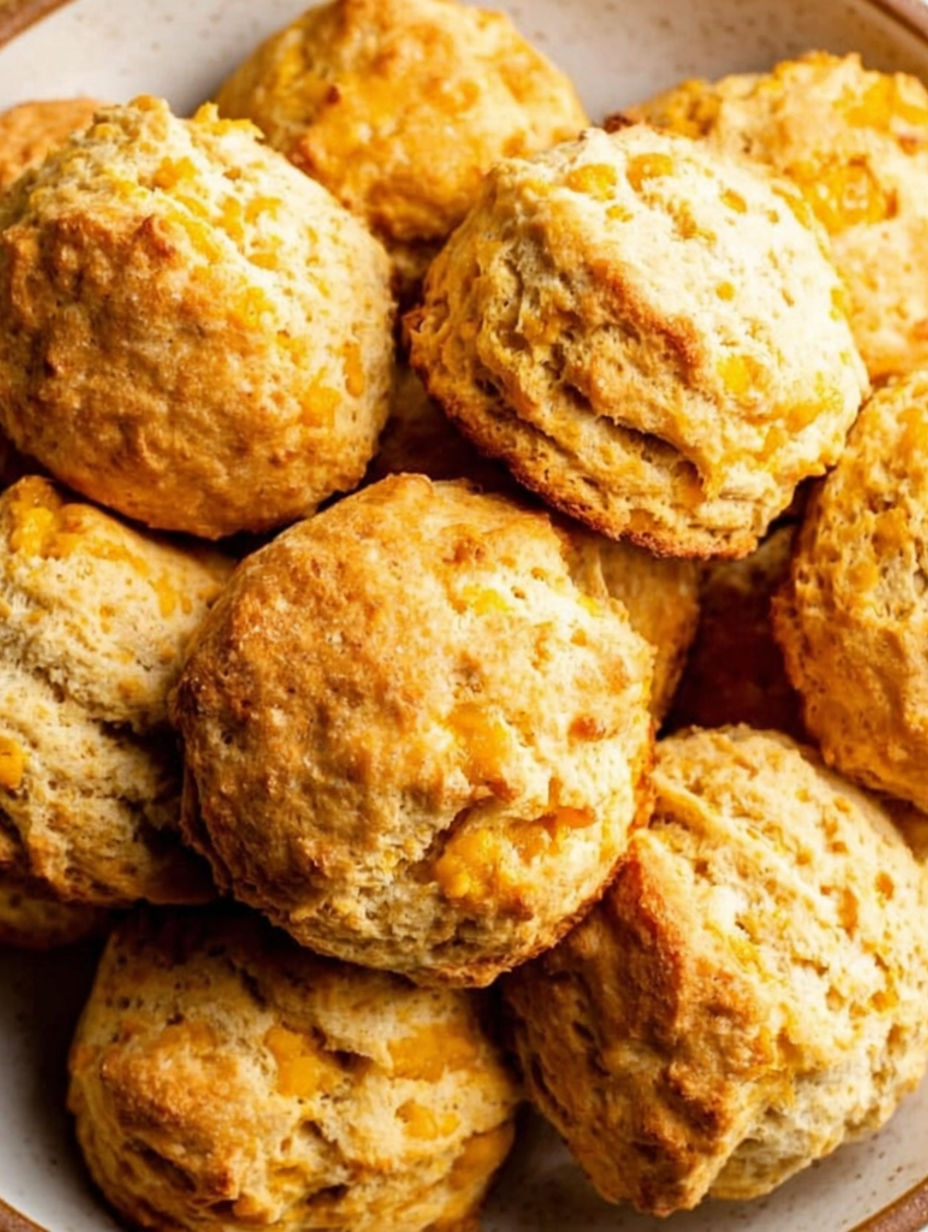 A pile of scones with a cheese filling.