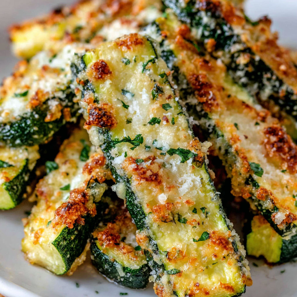A plate of grilled zucchini with Parmesan cheese.