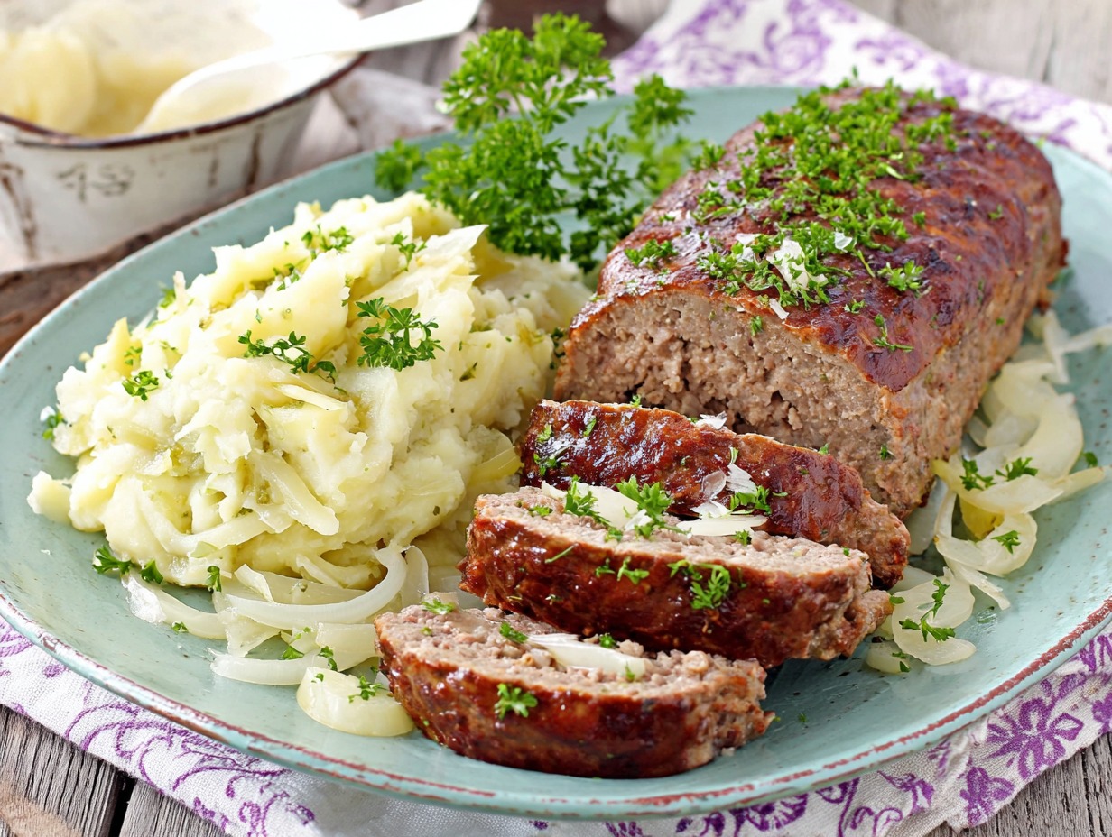 A plate of food with meat and potatoes.