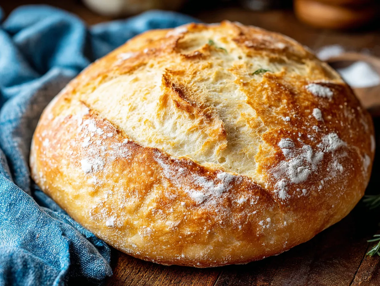 A loaf of bread with a green herb on top.