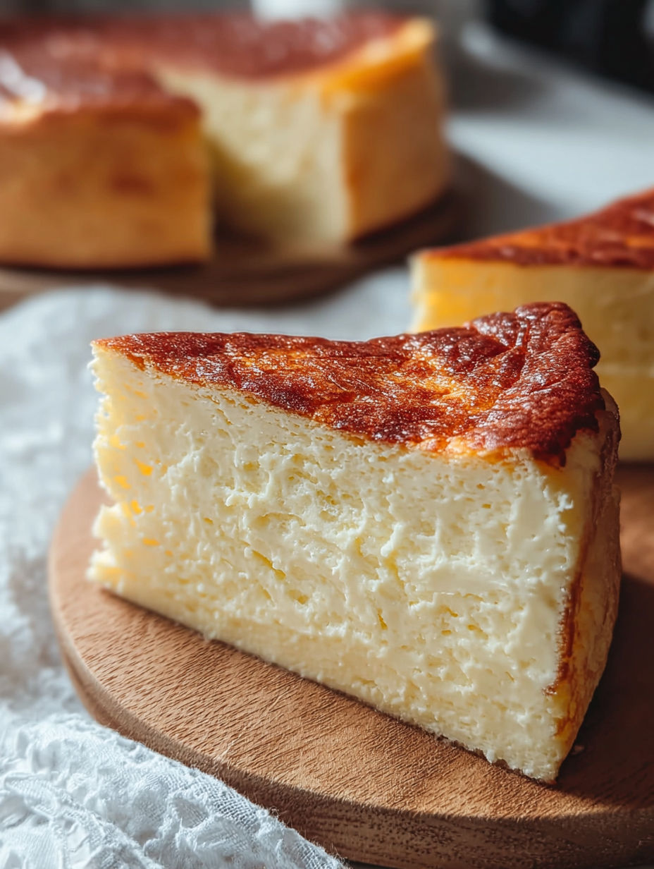 A slice of 3 ingredient creamy yogurt cake.