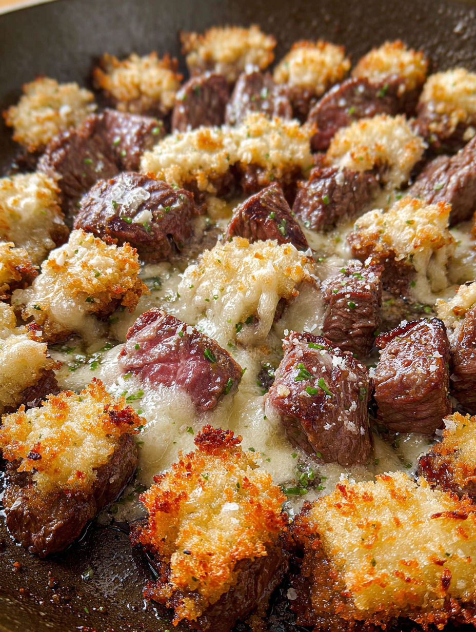 Parmesan crusted steak bites.