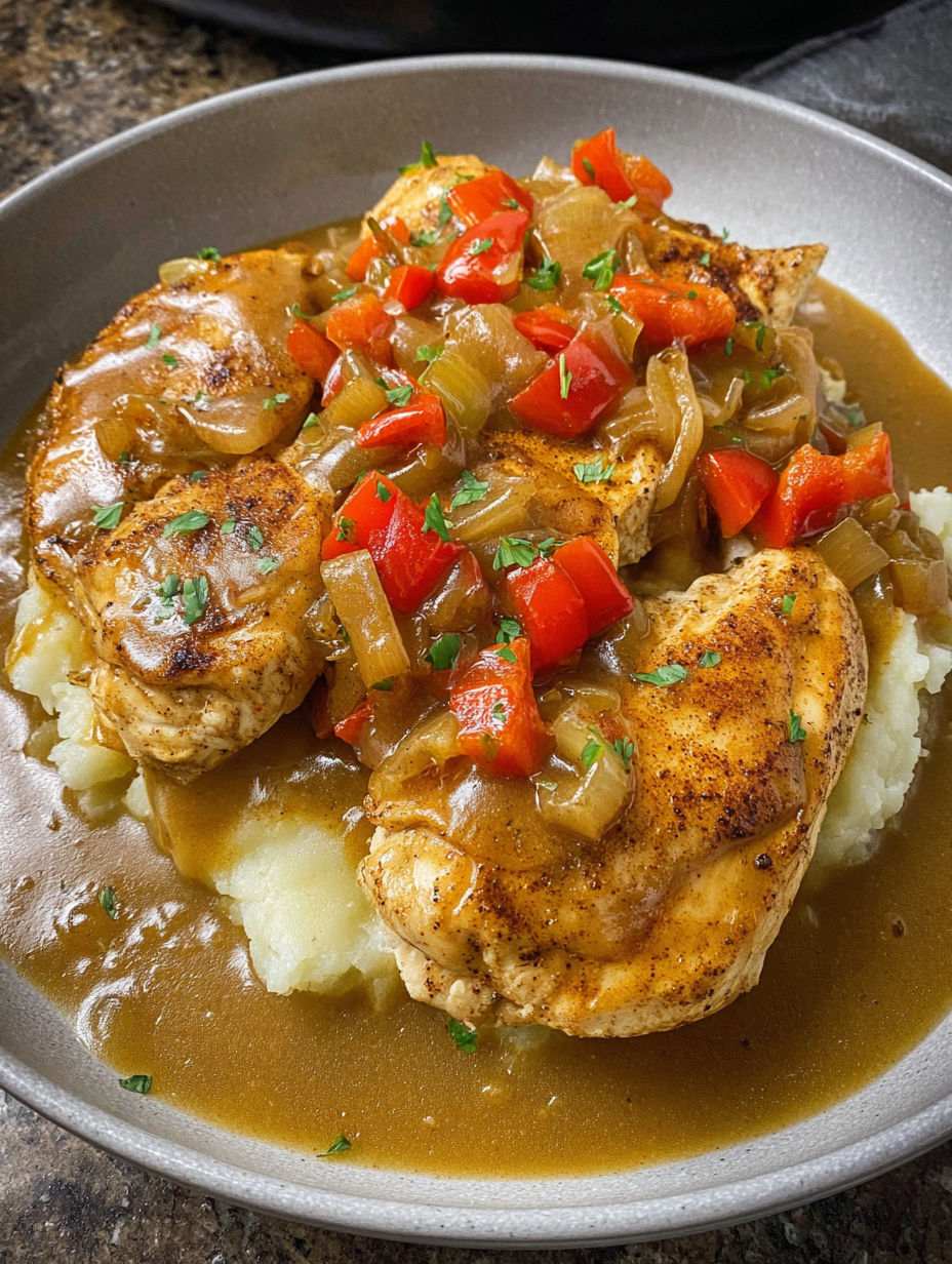 A plate of food with chicken and vegetables.