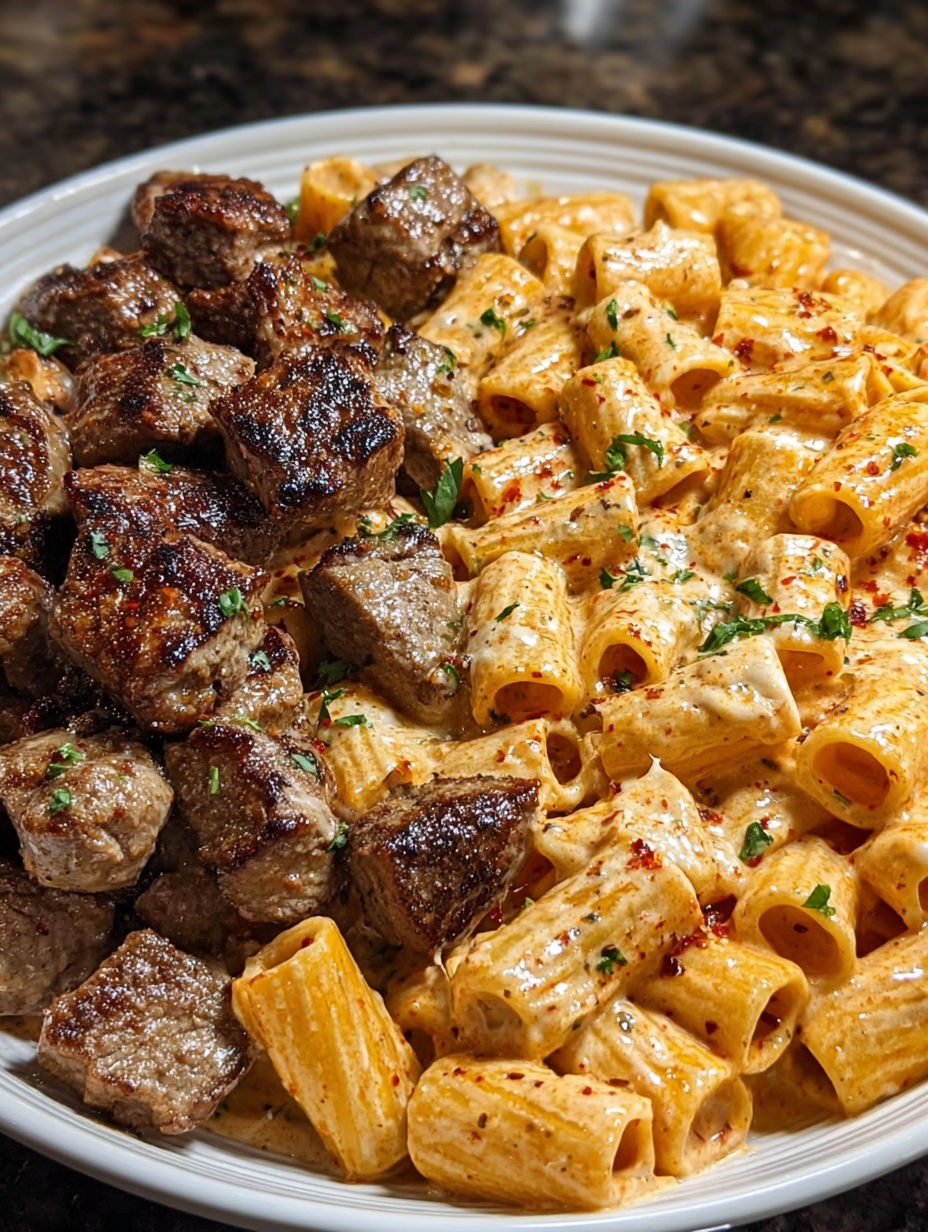 A plate of food with meat and pasta.
