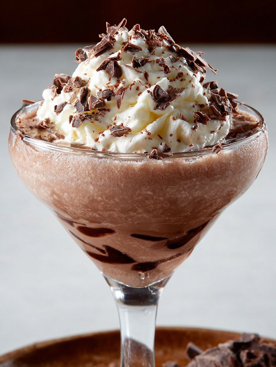 A glass of frozen hot chocolate martini.