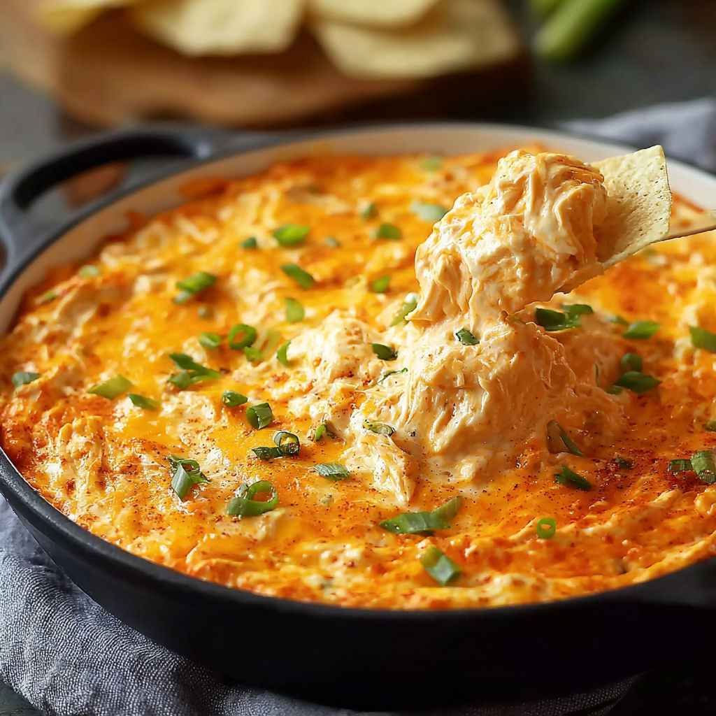 A bowl of creamy buffalo chicken dip.