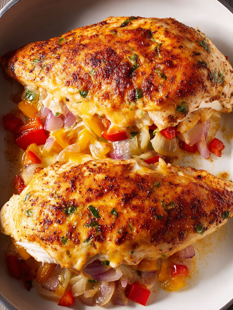 A plate of Cajun-stuffed chicken.