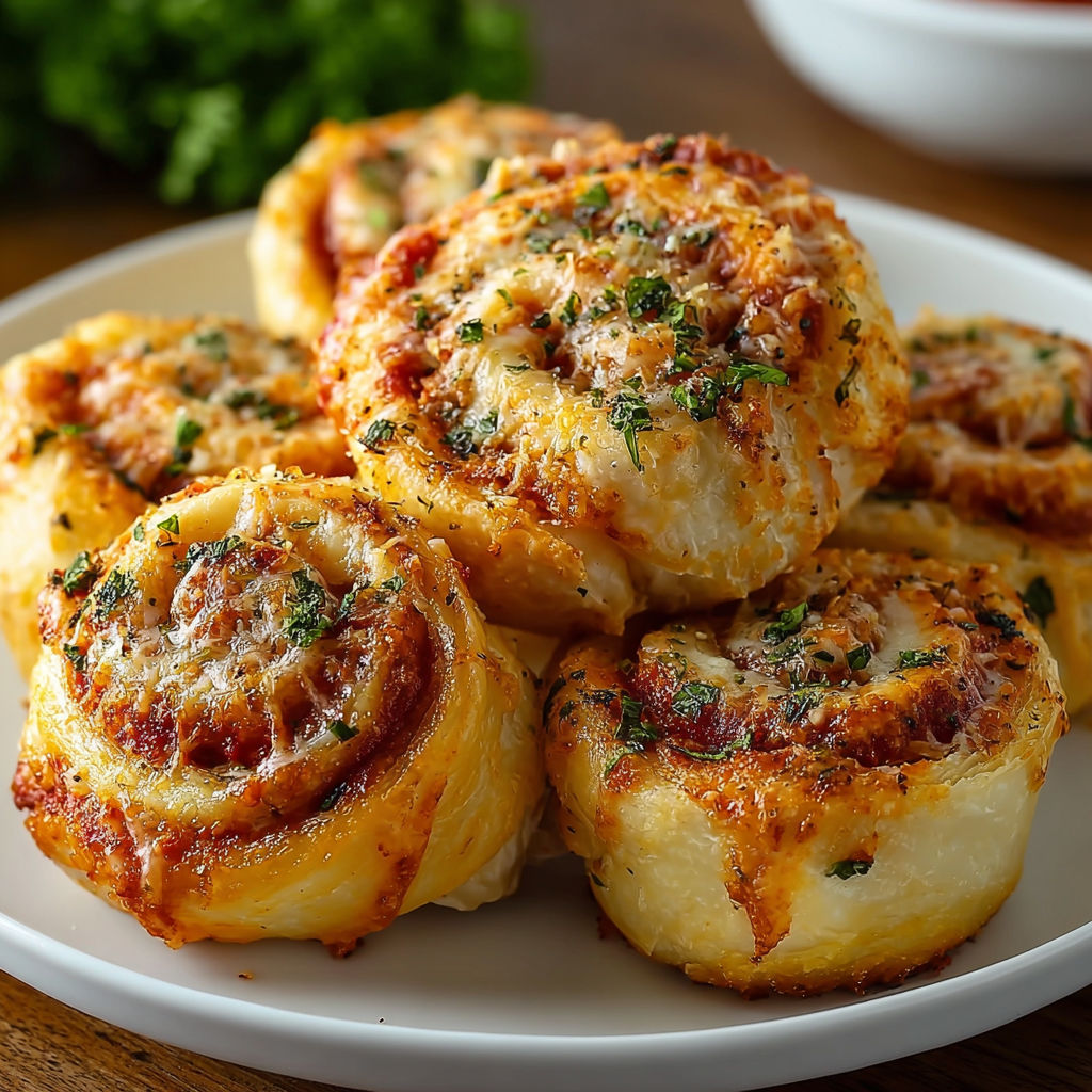 Garlic Parmesan Pizza Rolls on a plate.