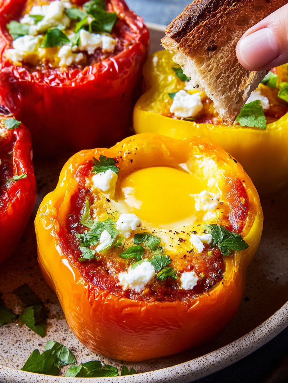A person is holding a piece of bread over a pepper.