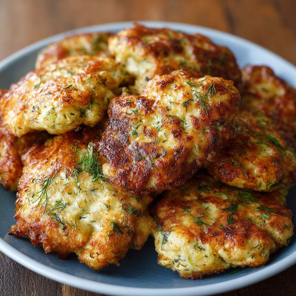 A plate of dill pickle chicken fritters.