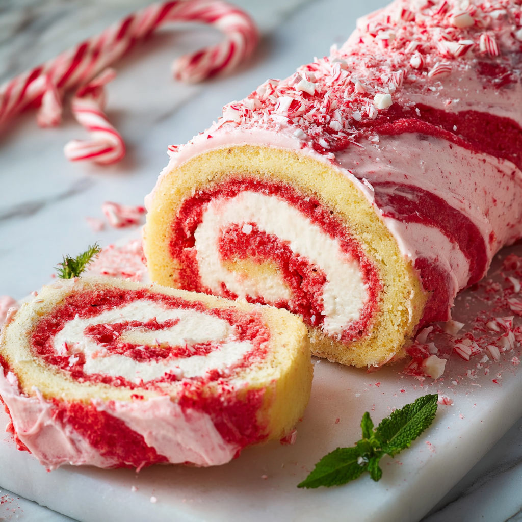 A candy cane roll on a table.
