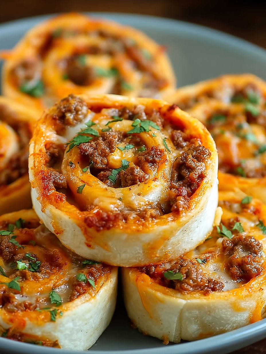 A plate of taco pinwheels.