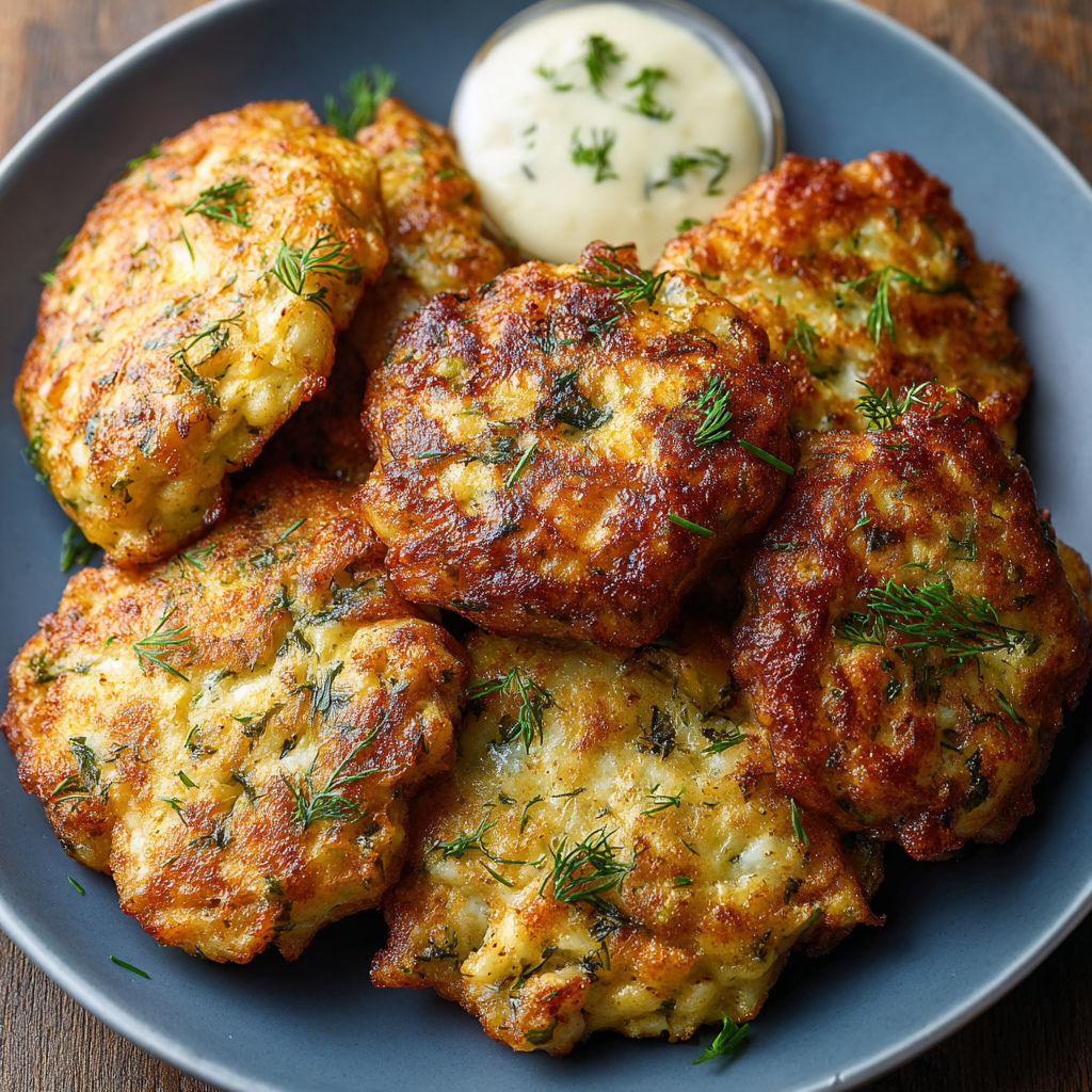 A plate of dill pickle chicken fritters.