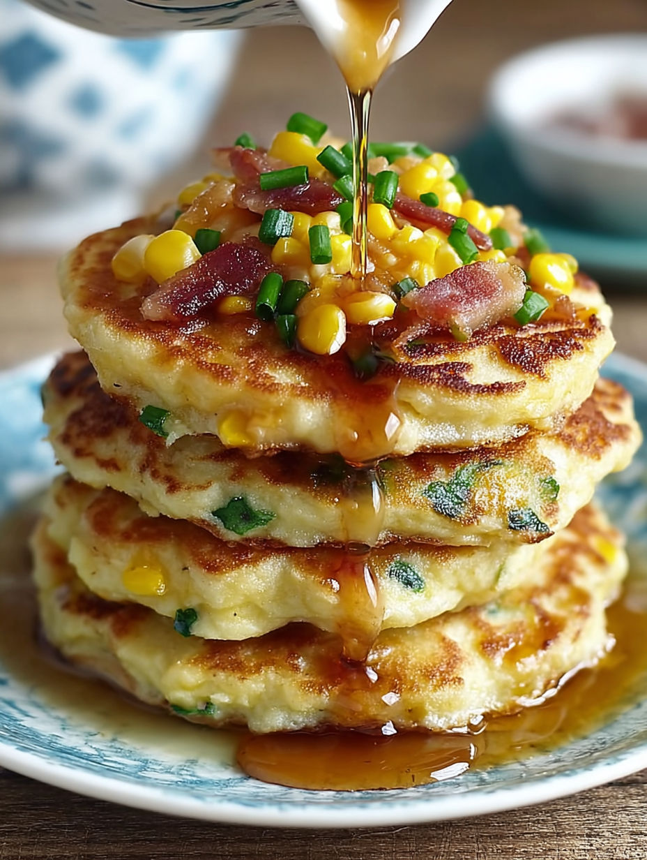 Bacon and corn griddle cakes.