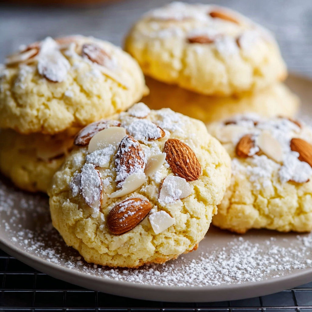 A plate of Italian Almond Ricotta Cookies.