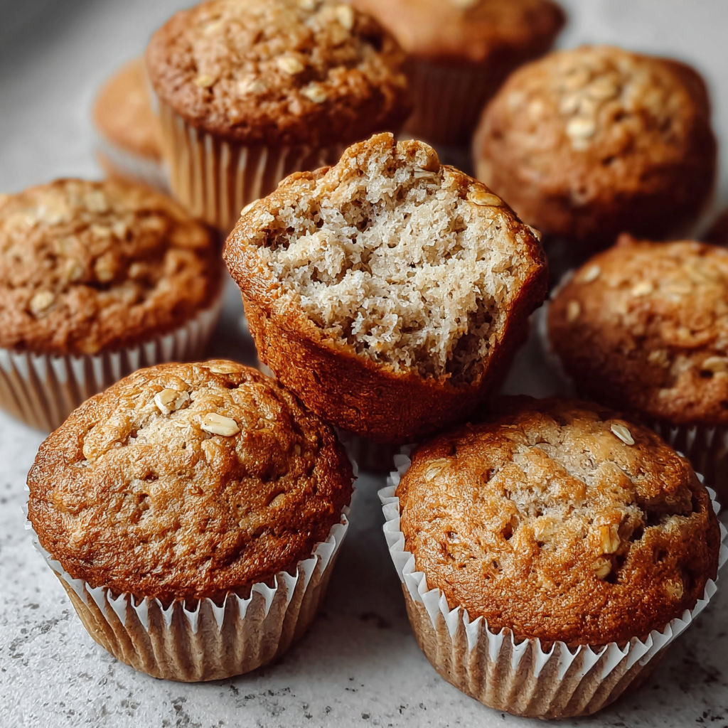 A stack of low calorie Greek yogurt banana muffins.