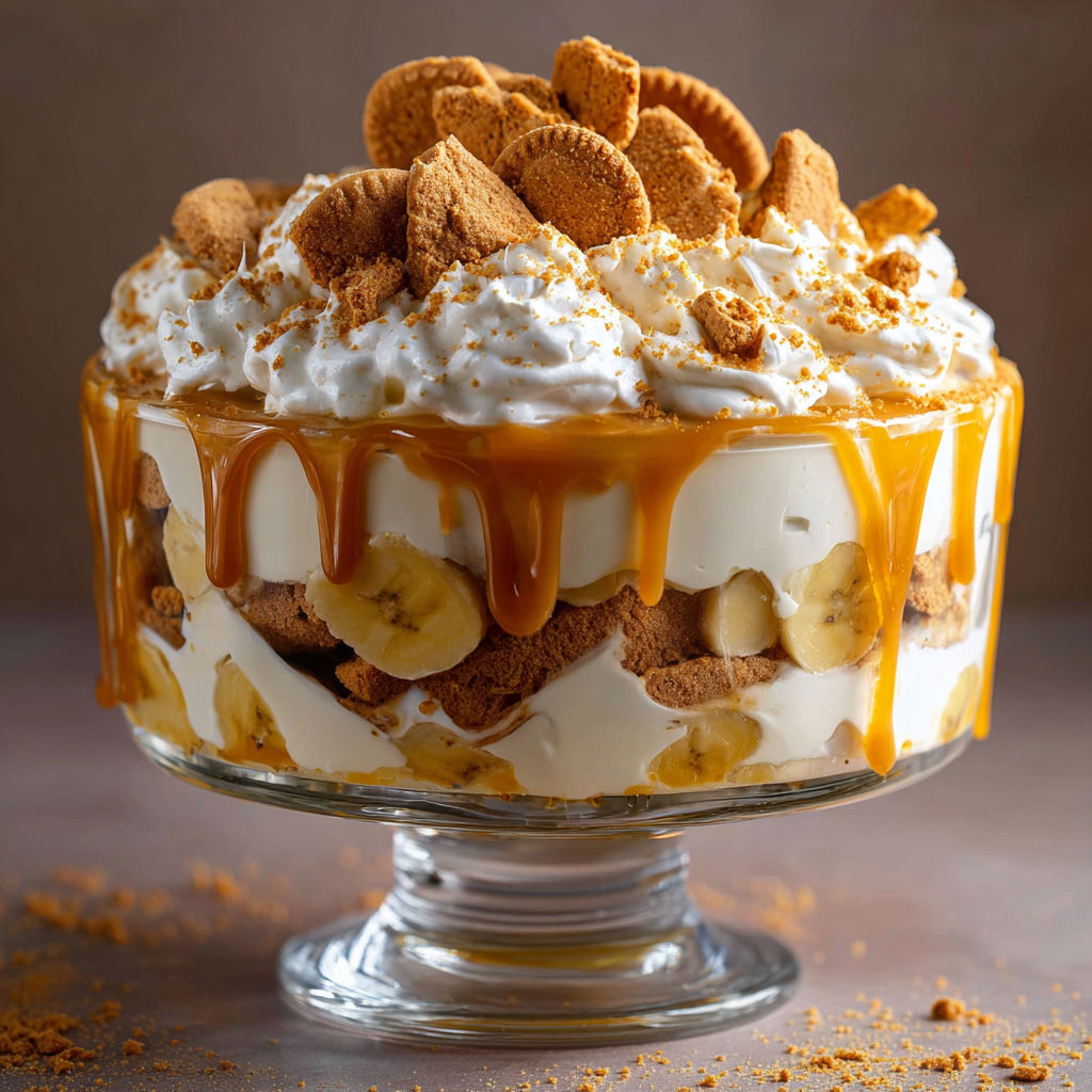 A delicious dessert with bananas and caramel.