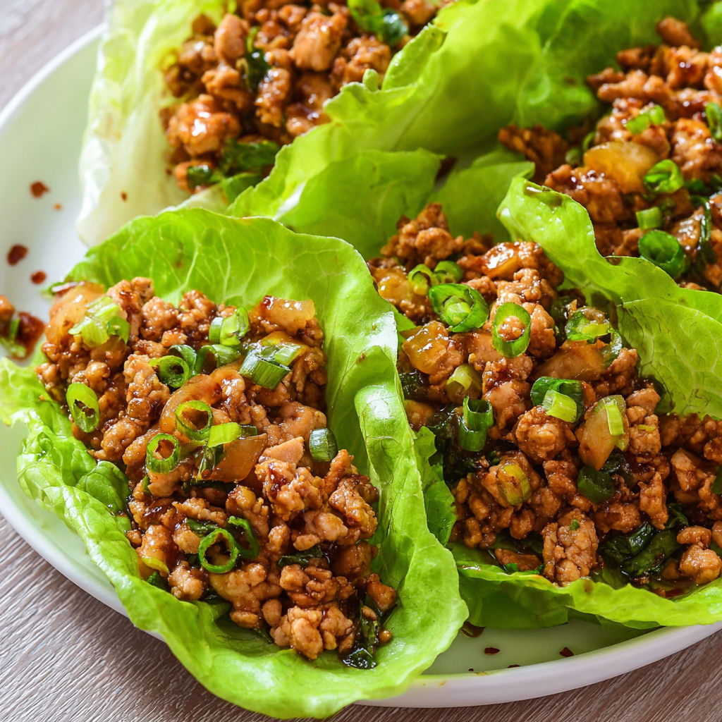 A plate of chicken lettuce wraps.