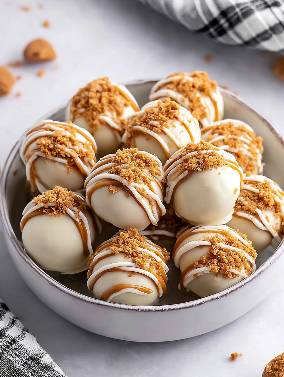 A bowl of No-Bake Biscoff Cookie Truffles.