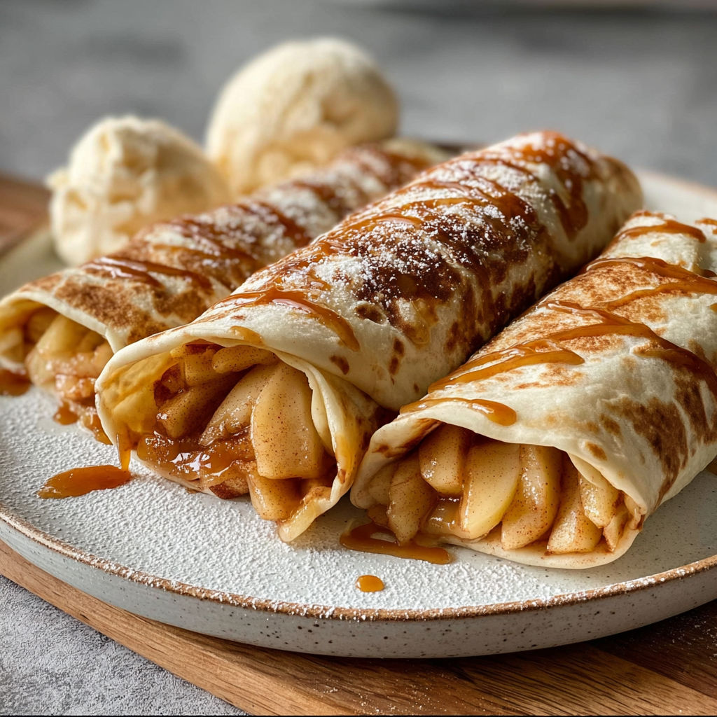A plate of apple pie wraps with brown sugar butter.