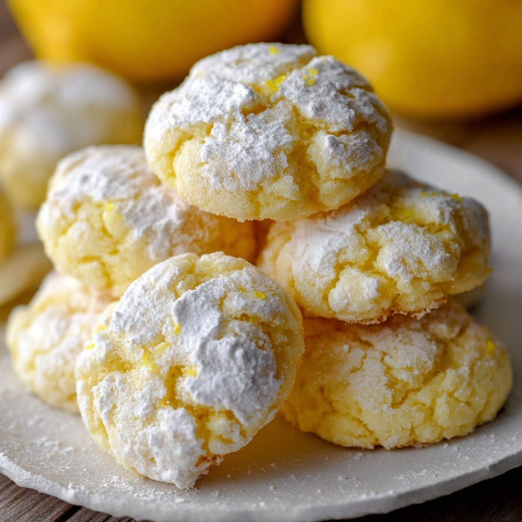 A plate of delicious lemon gooey butter cookies.