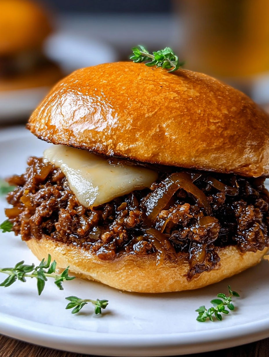 A close up of a delicious sloppy joe sandwich.
