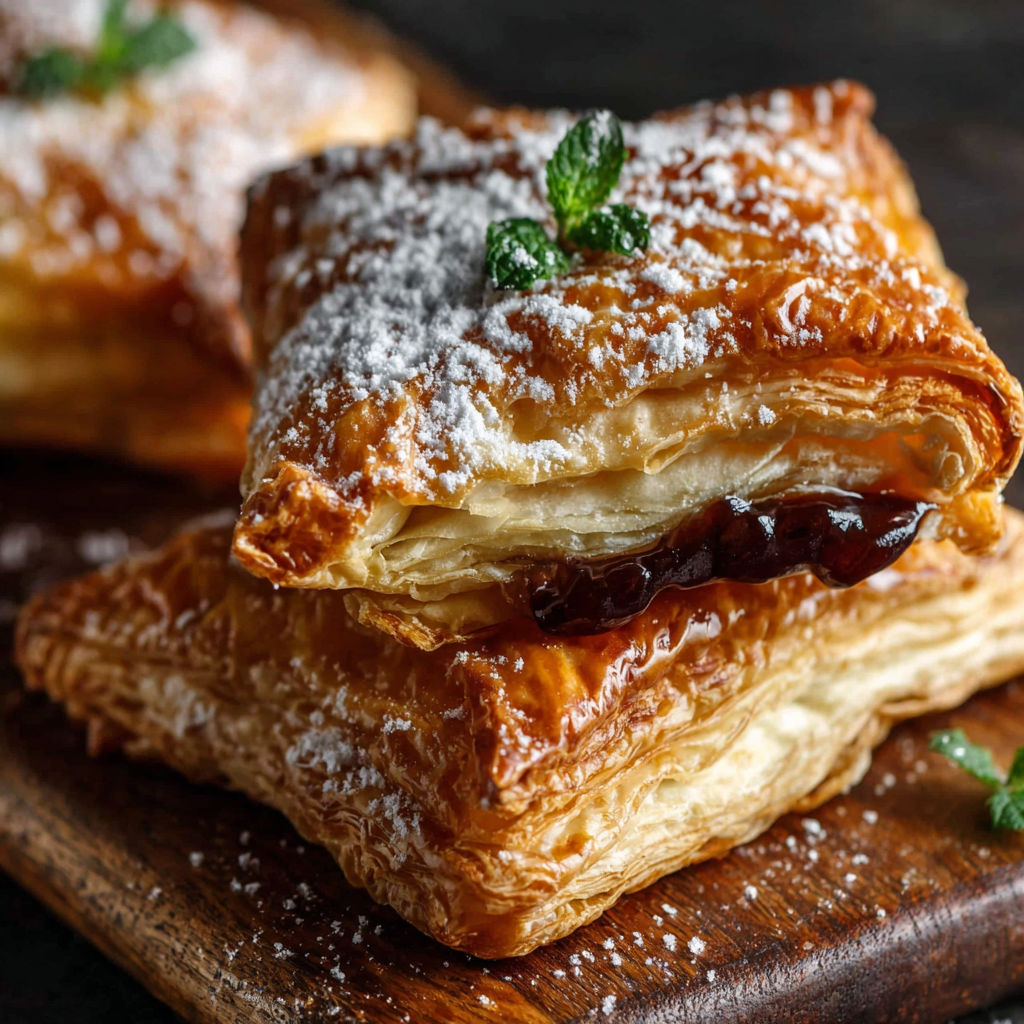 A pastry with powdered sugar on top.