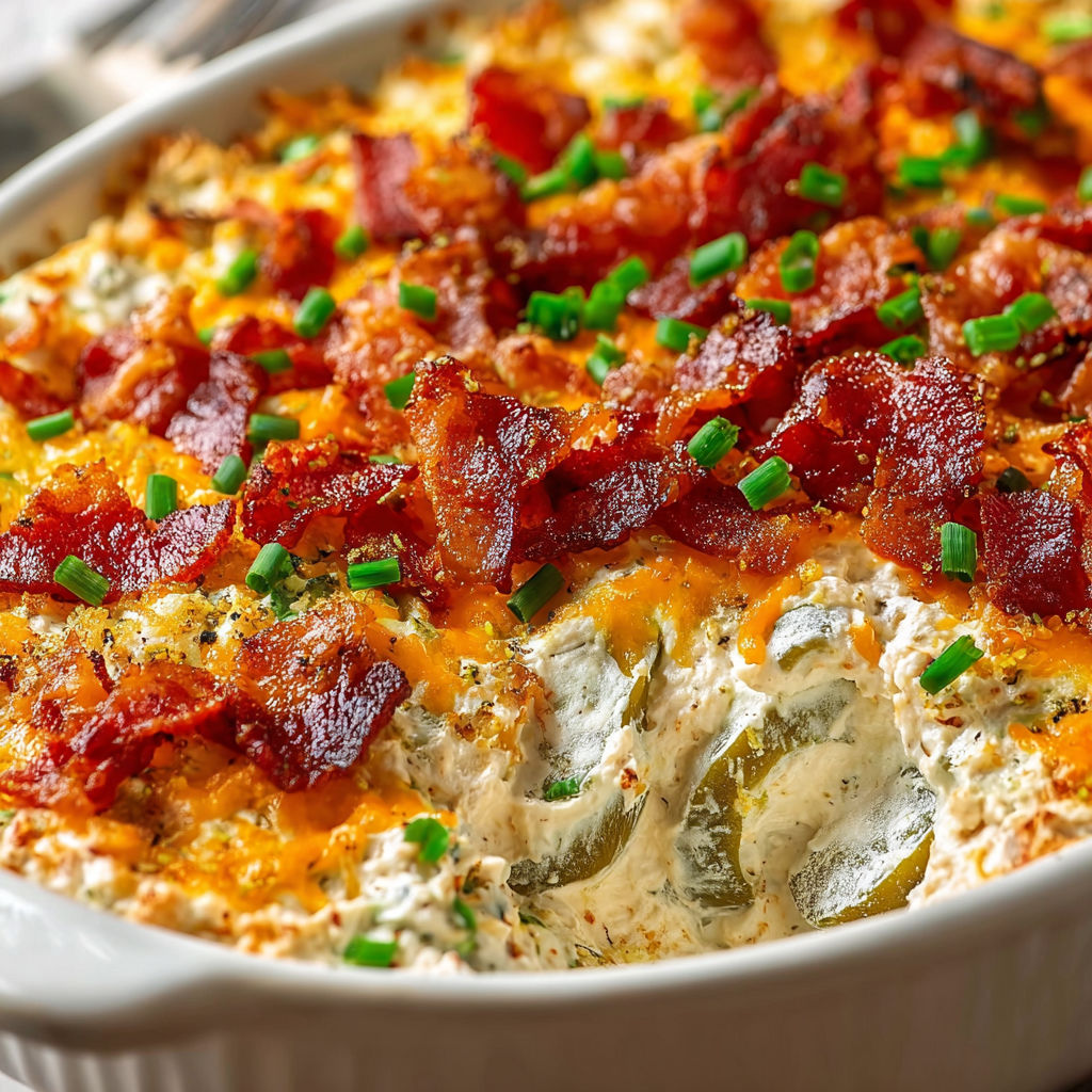 A dish of food with bacon and cheese.
