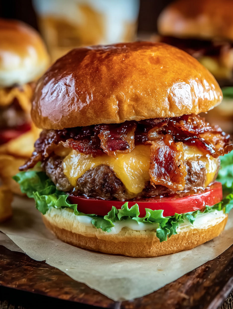 A close up of a Big Mac Cheeseburger Bombs.