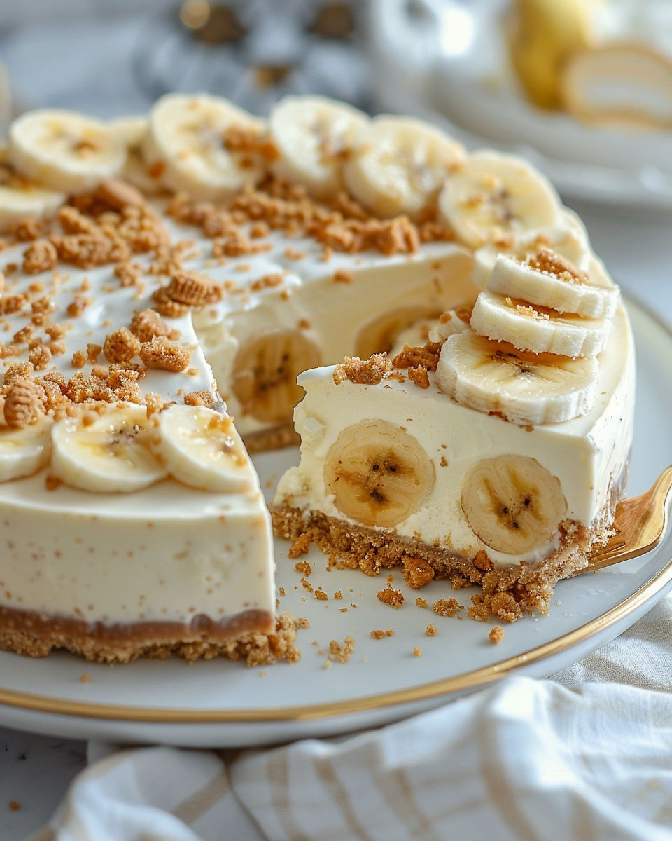 A slice of banana pudding cheesecake.