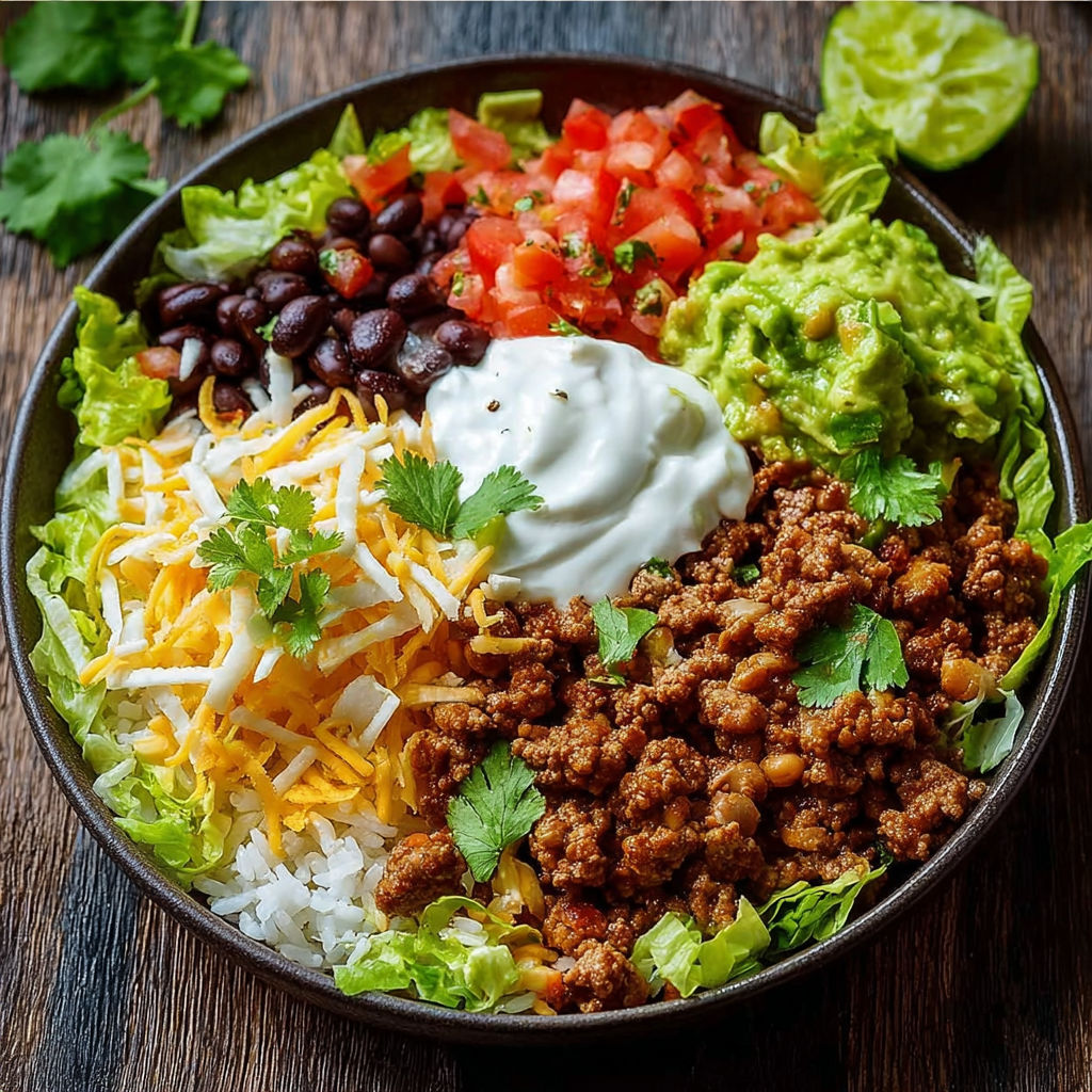A bowl of food with chips, beans, tomatoes, lettuce, and cheese.