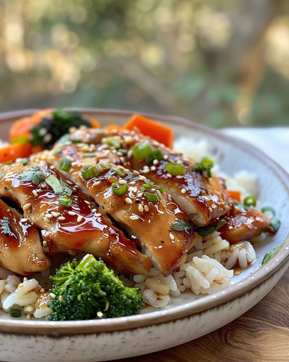 A plate of Honey Garlic Chicken.