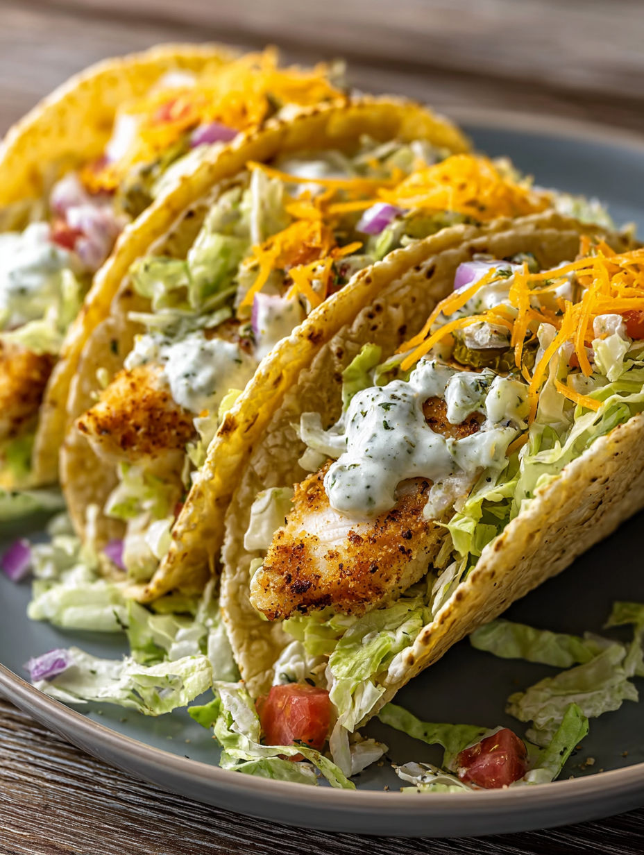A plate of chicken tacos with crispy cheese lace.