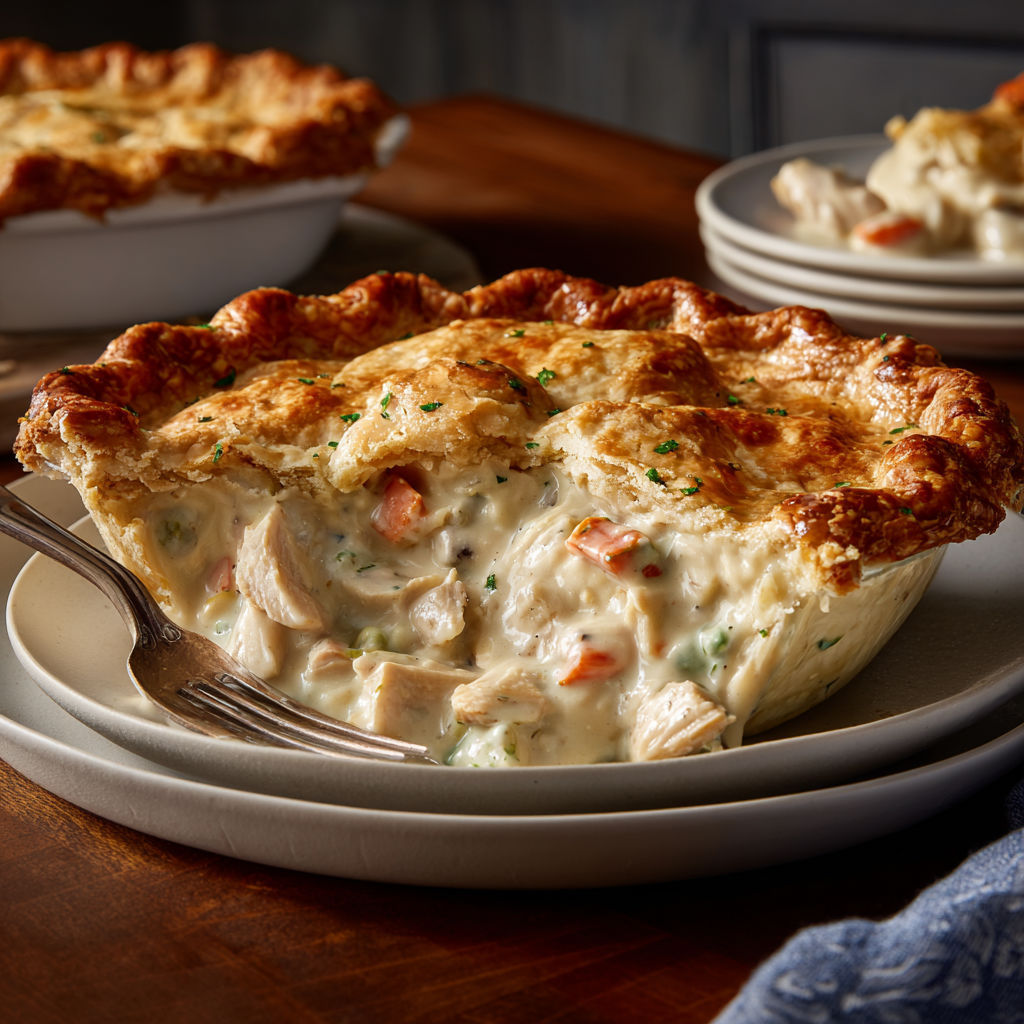 A delicious chicken pot pie recipe with cream of chicken soup.