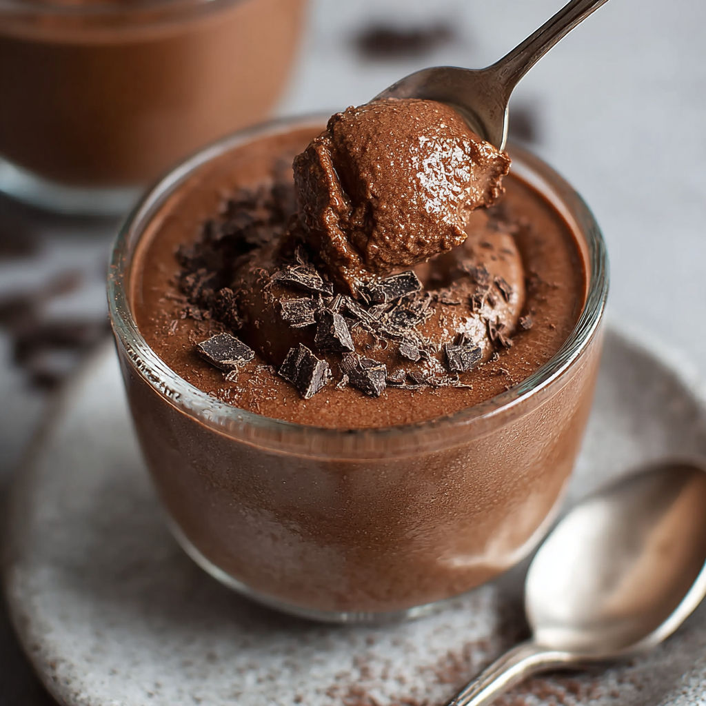 A spoonful of chocolate mousse.