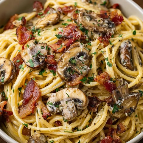 Ein Bohneneintopf mit Bacon und Champignons.