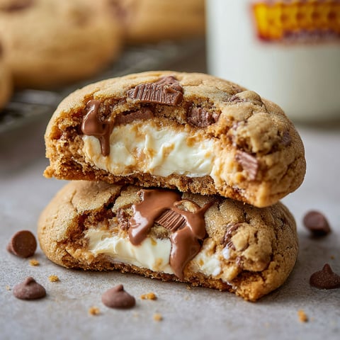 Two cookies with white frosting and chocolate drizzle.