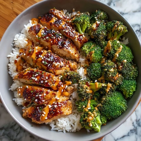 A bowl of rice and broccoli with a sauce on top.