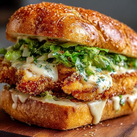A crispy chicken caesar sandwich with lettuce and cheese.