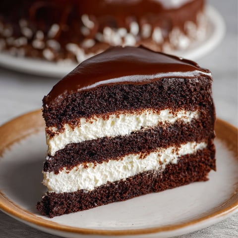 A slice of chocolate cake with white frosting.