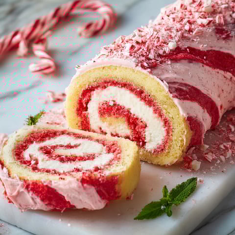 A candy cane roll on a table.