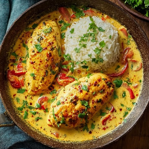 A bowl of chicken with rice and tomatoes.