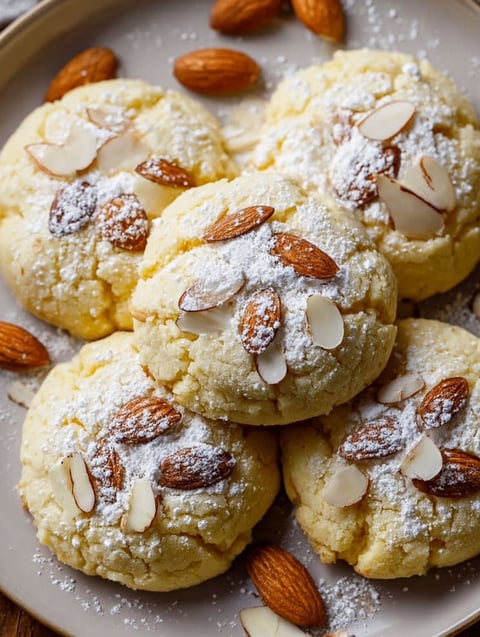 A plate of Italian almond ricotta cookies.