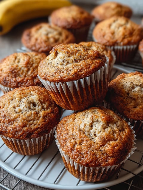 A stack of muffins with a cupcake wrapper.