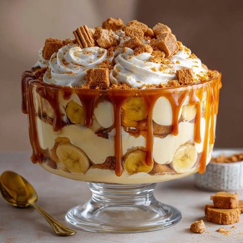 A large glass bowl filled with banana pudding.