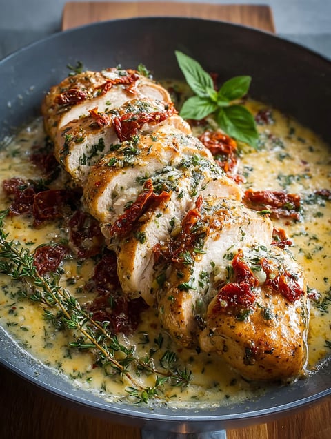 A delicious skillet Sicilian chicken recipe for a tasty meal.