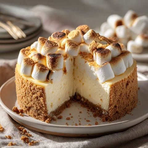 A slice of a no-bake marshmallow cheesecake.