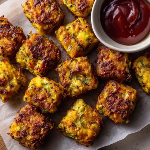 A plate of baked sweet potato zucchini tots.