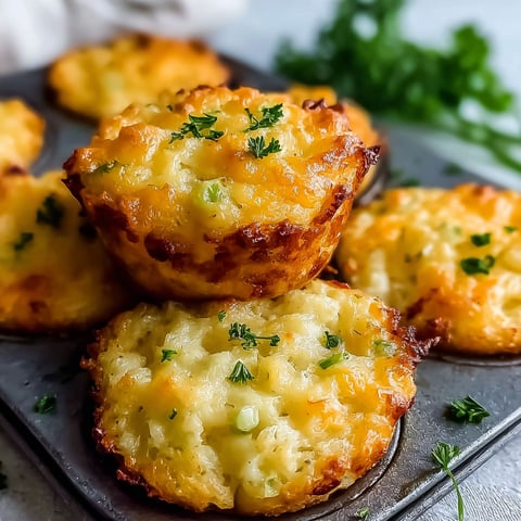 A tray of cheesy mashed potato muffins.