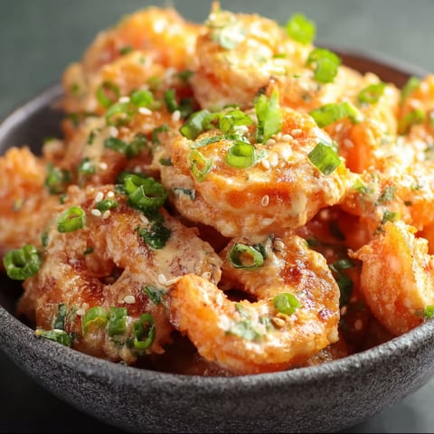 A bowl of shrimp with a green garnish.